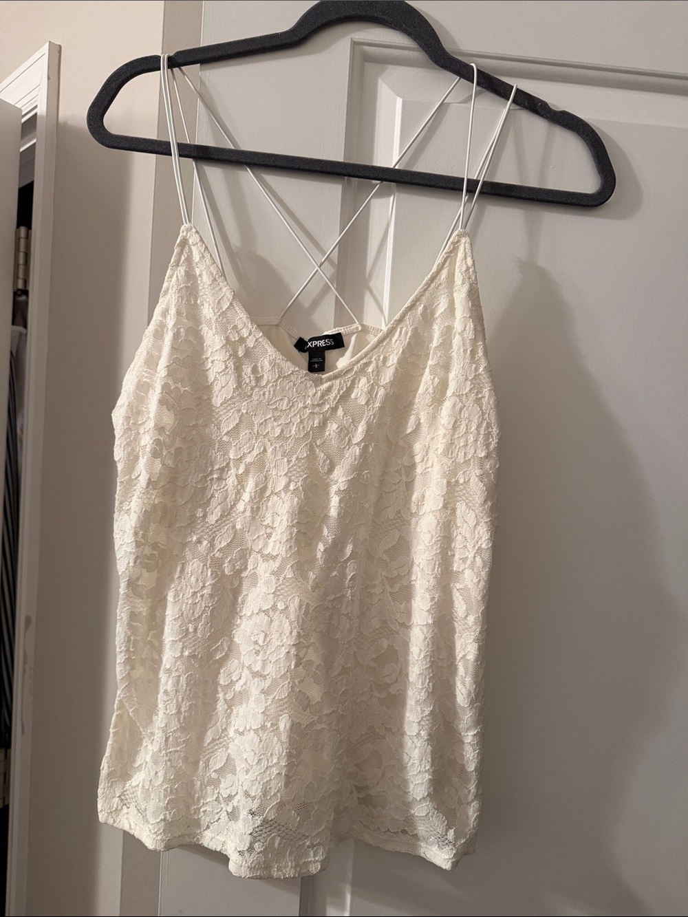 Express Cream Lace Cami with Crisscross Back Straps